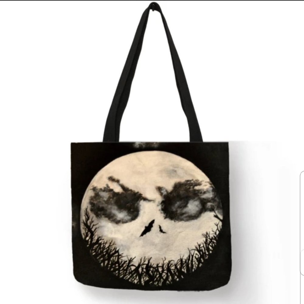 "Jack Skellington Moon Face" Canvas Tote Bag